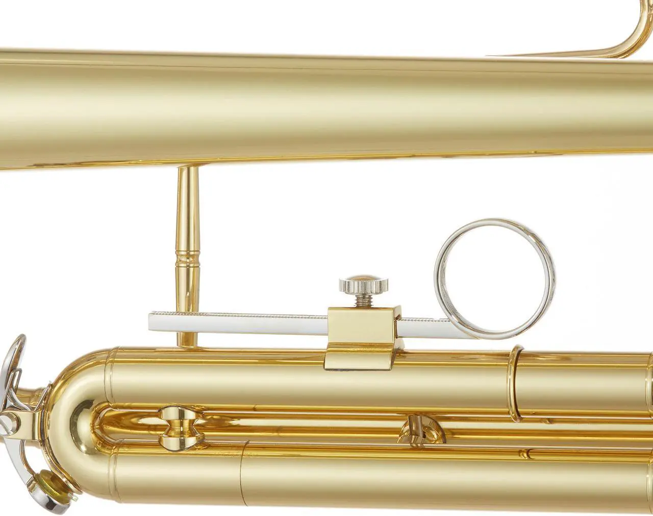 Alt view image 4 of 6 - Ashthorpe Standard Bb Trumpet with Gold Brass Finish - Includes Case, Mouthpiece, Gloves, Cleaning Cloth, Valve Oil