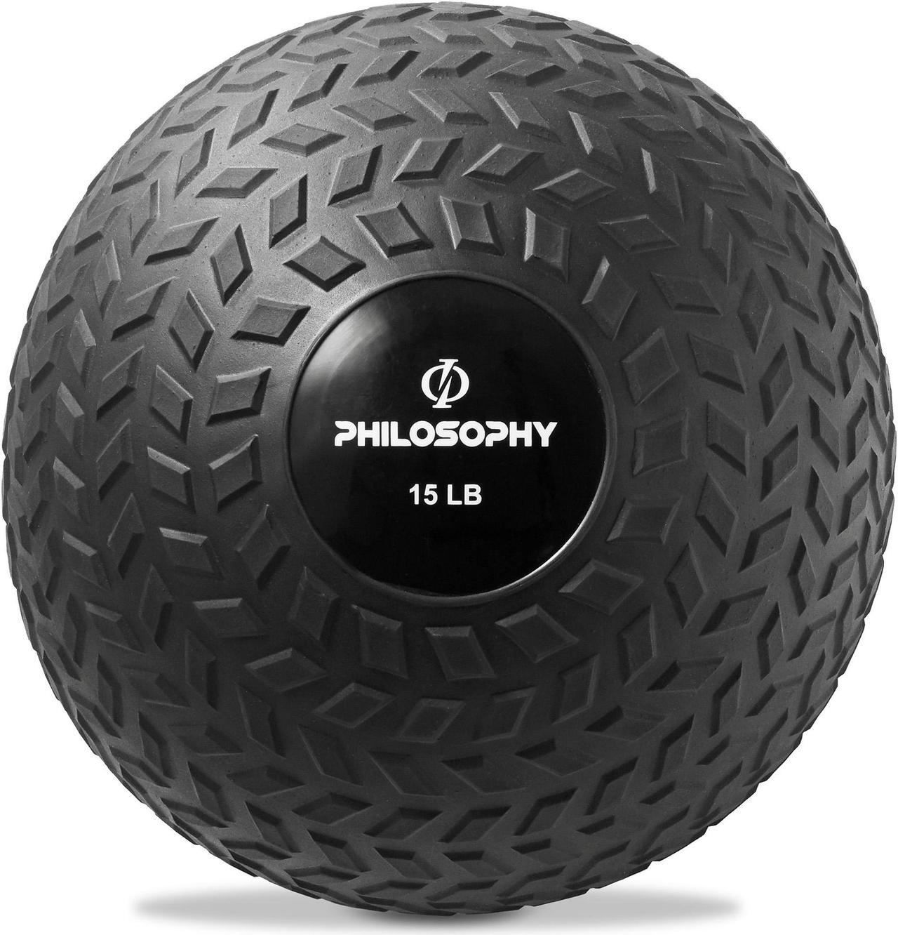 Main image of Philosophy Gym Slam Ball, 15 LB - Weighted Fitness Medicine Ball with Easy Grip Tread