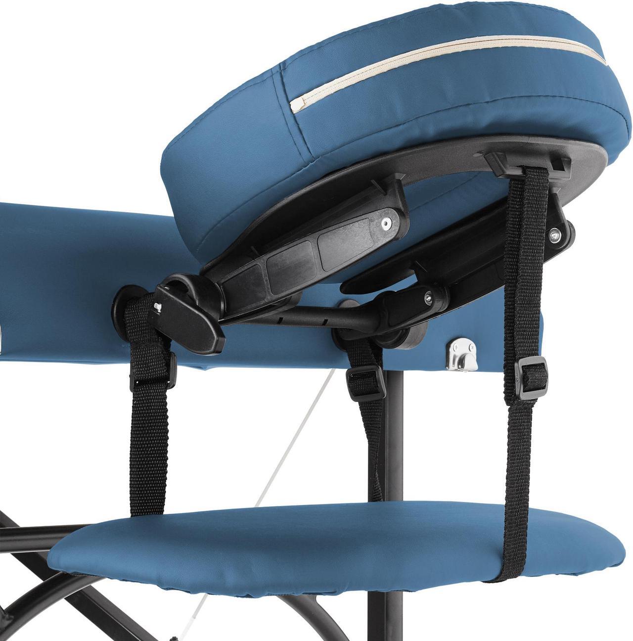 Alt view image 2 of 6 - Saloniture Professional Portable Lightweight Bi-Fold Massage Table with Aluminum Legs - Includes Headrest, Face Cradle, Armrests and Carrying Case Blue