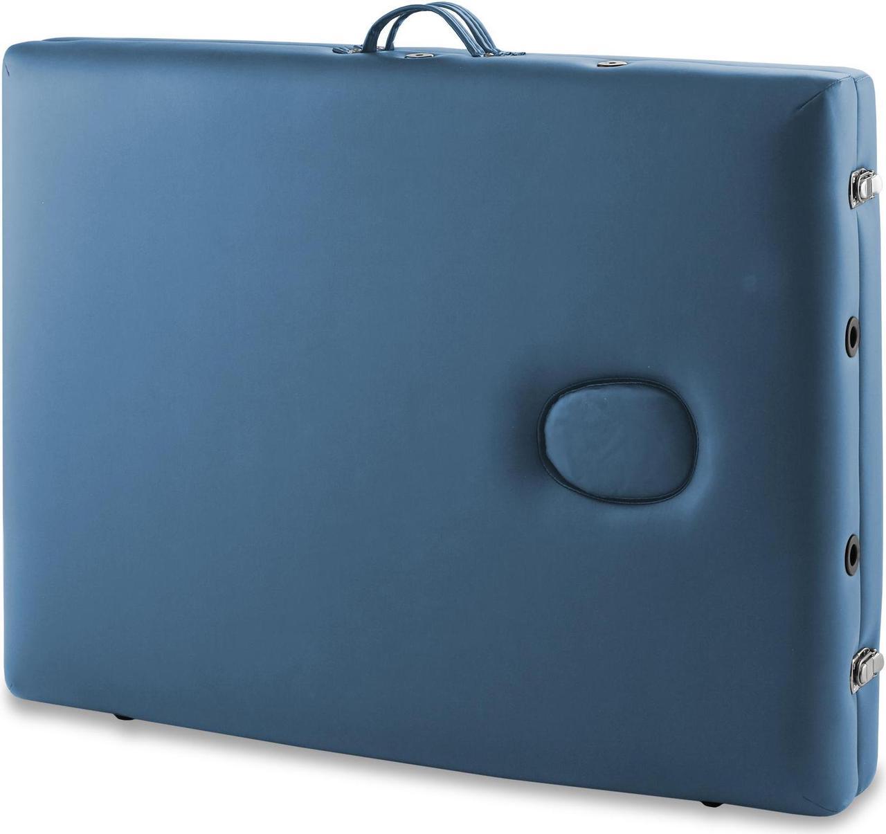 Alt view image 4 of 6 - Saloniture Professional Portable Lightweight Bi-Fold Massage Table with Aluminum Legs - Includes Headrest, Face Cradle, Armrests and Carrying Case Blue