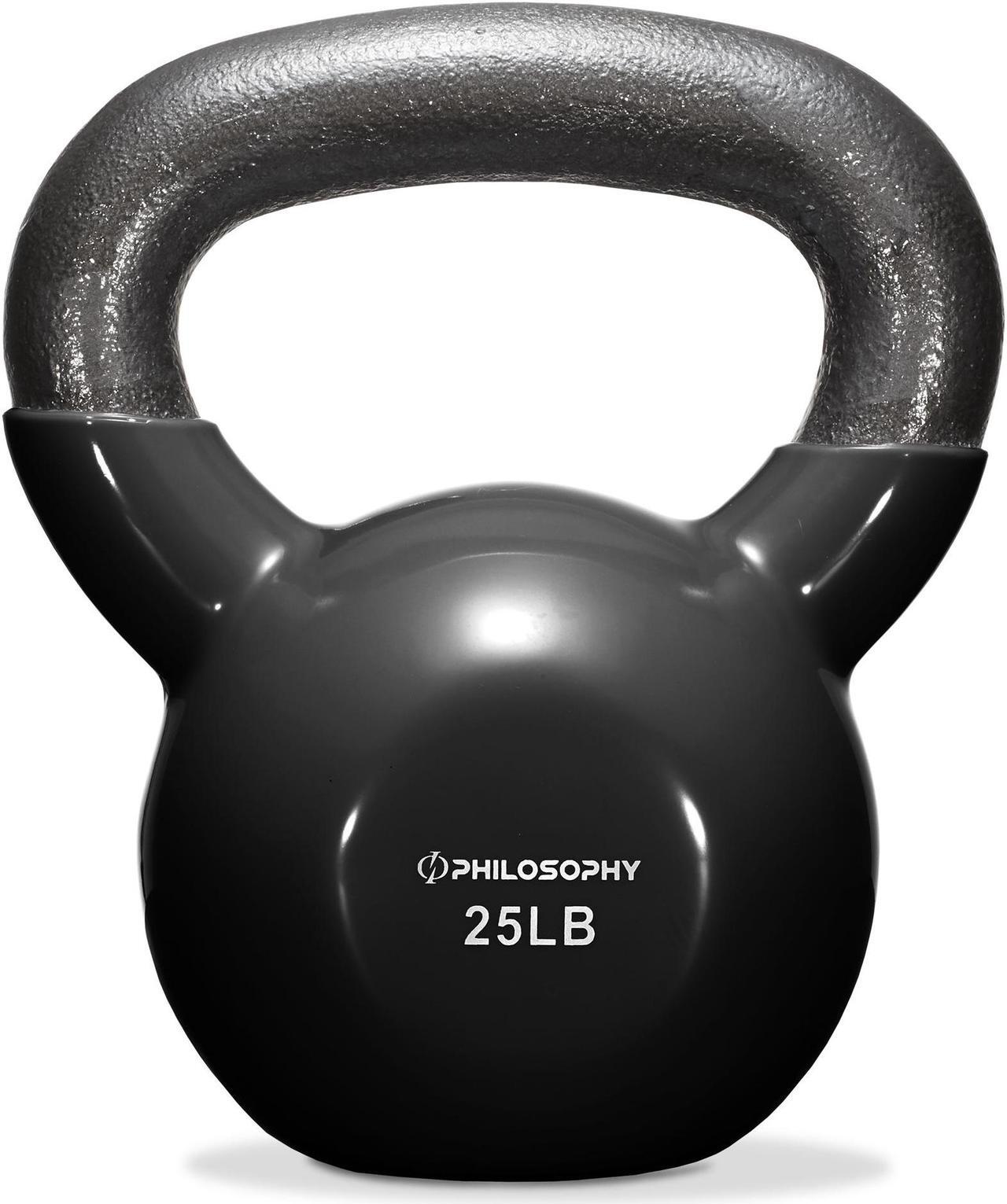 Alt view image 2 of 5 - Philosophy Gym Vinyl Coated Cast Iron Kettlebell Weight 25 lbs - Black