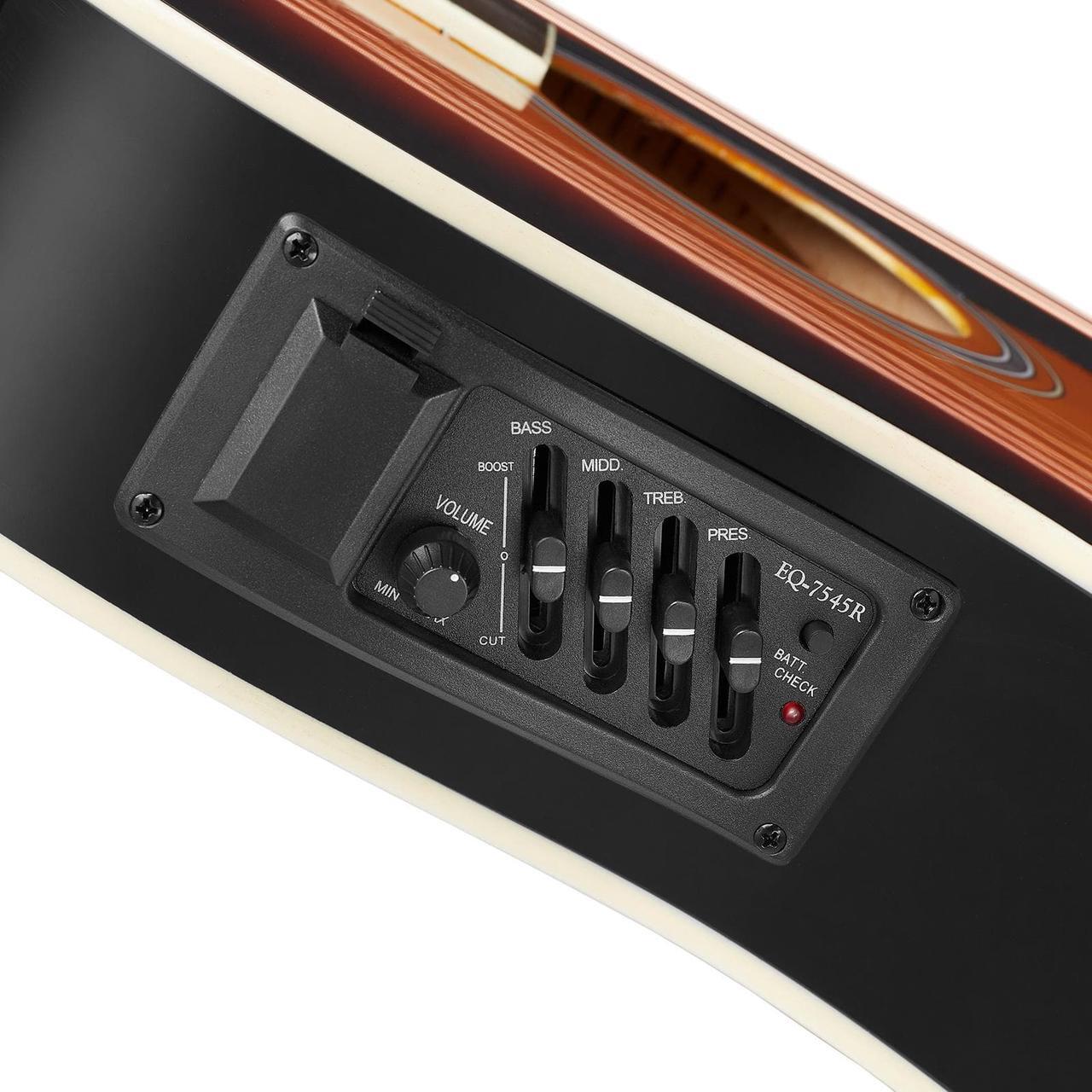 Alt view image 3 of 6 - Ashthorpe Full-Size Cutaway Thinline Acoustic-Electric Guitar Package - Premium Tonewoods - Sunburst