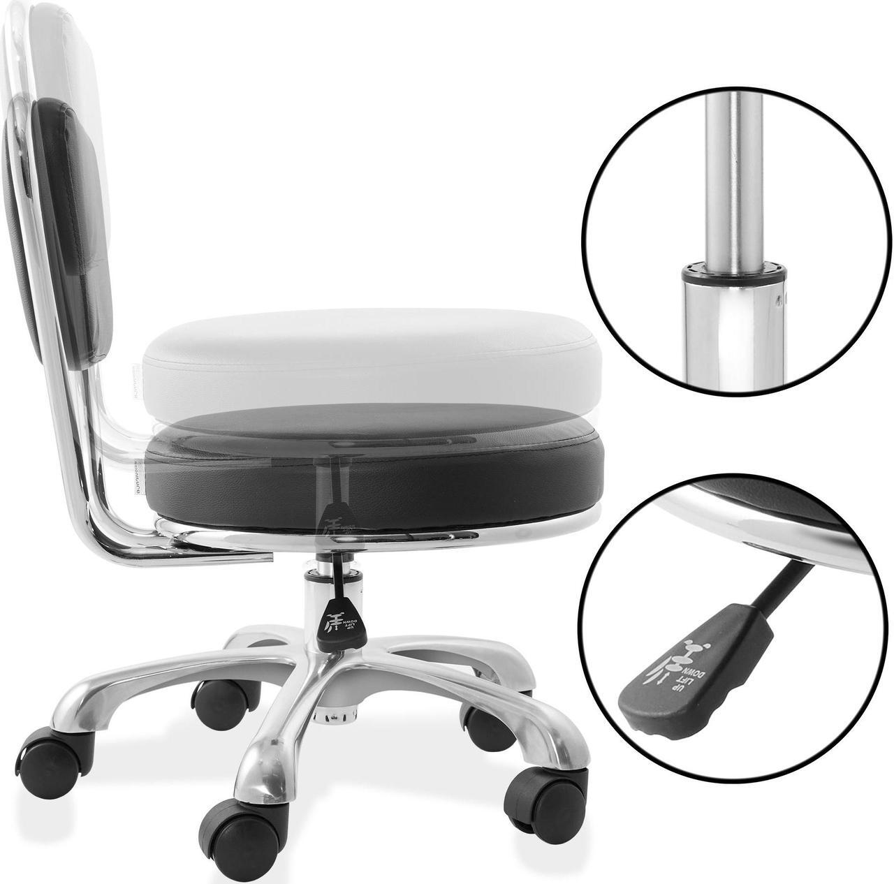 Alt view image 3 of 6 - Saloniture Rolling Hydraulic Salon Stool with Backrest- Adjustable Swivel Chair for Spa, Shop, Salon, Massage, Medical, Work or Office