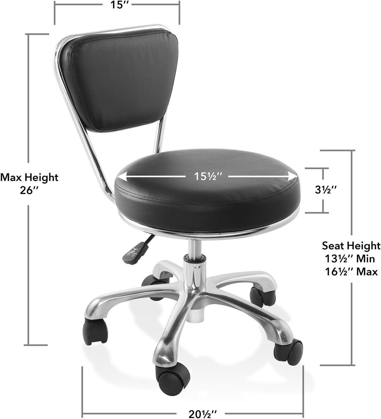 Alt view image 6 of 6 - Saloniture Rolling Hydraulic Salon Stool with Backrest- Adjustable Swivel Chair for Spa, Shop, Salon, Massage, Medical, Work or Office