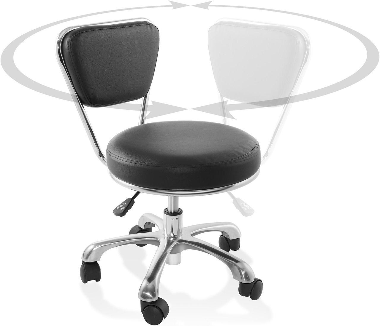 Alt view image 4 of 6 - Saloniture Rolling Hydraulic Salon Stool with Backrest- Adjustable Swivel Chair for Spa, Shop, Salon, Massage, Medical, Work or Office