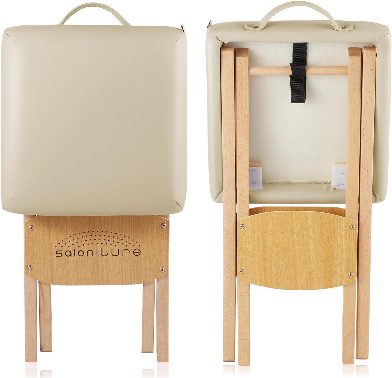 Alt view image 3 of 6 - Saloniture Wood Folding Massage Stool with Carrying Case, Cream
