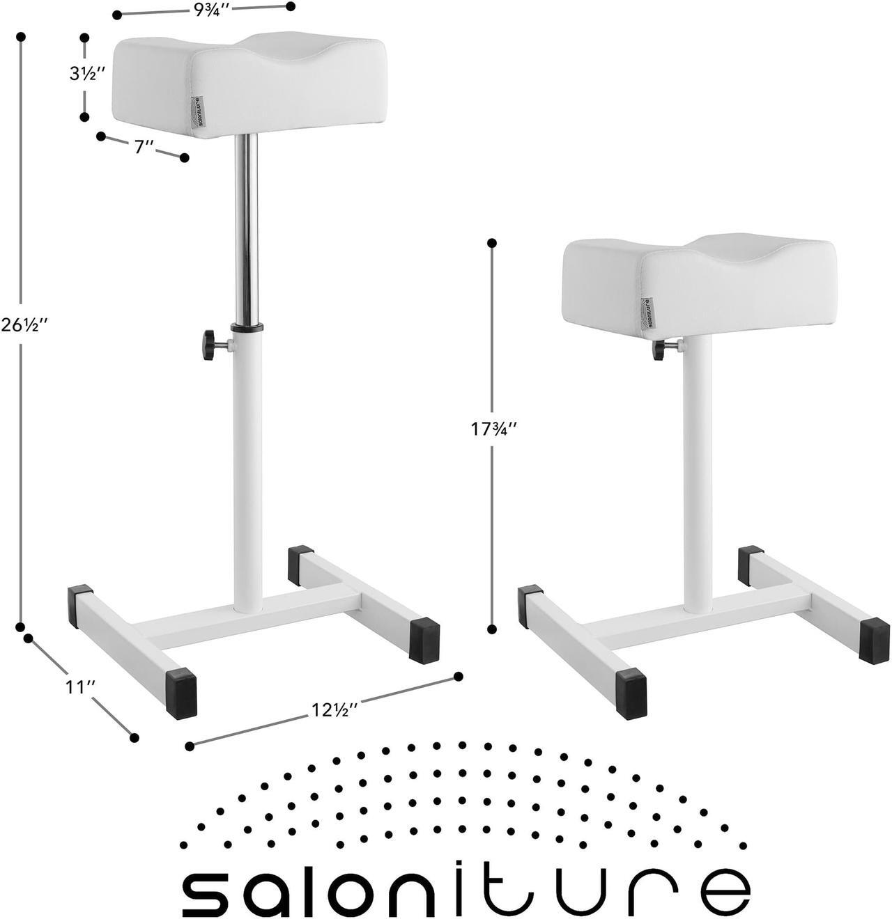 Alt view image 5 of 6 - Saloniture Portable Manicure / Pedicure Foot Rest Stand - Adjustable Stool for Nail Salon or Spa, White