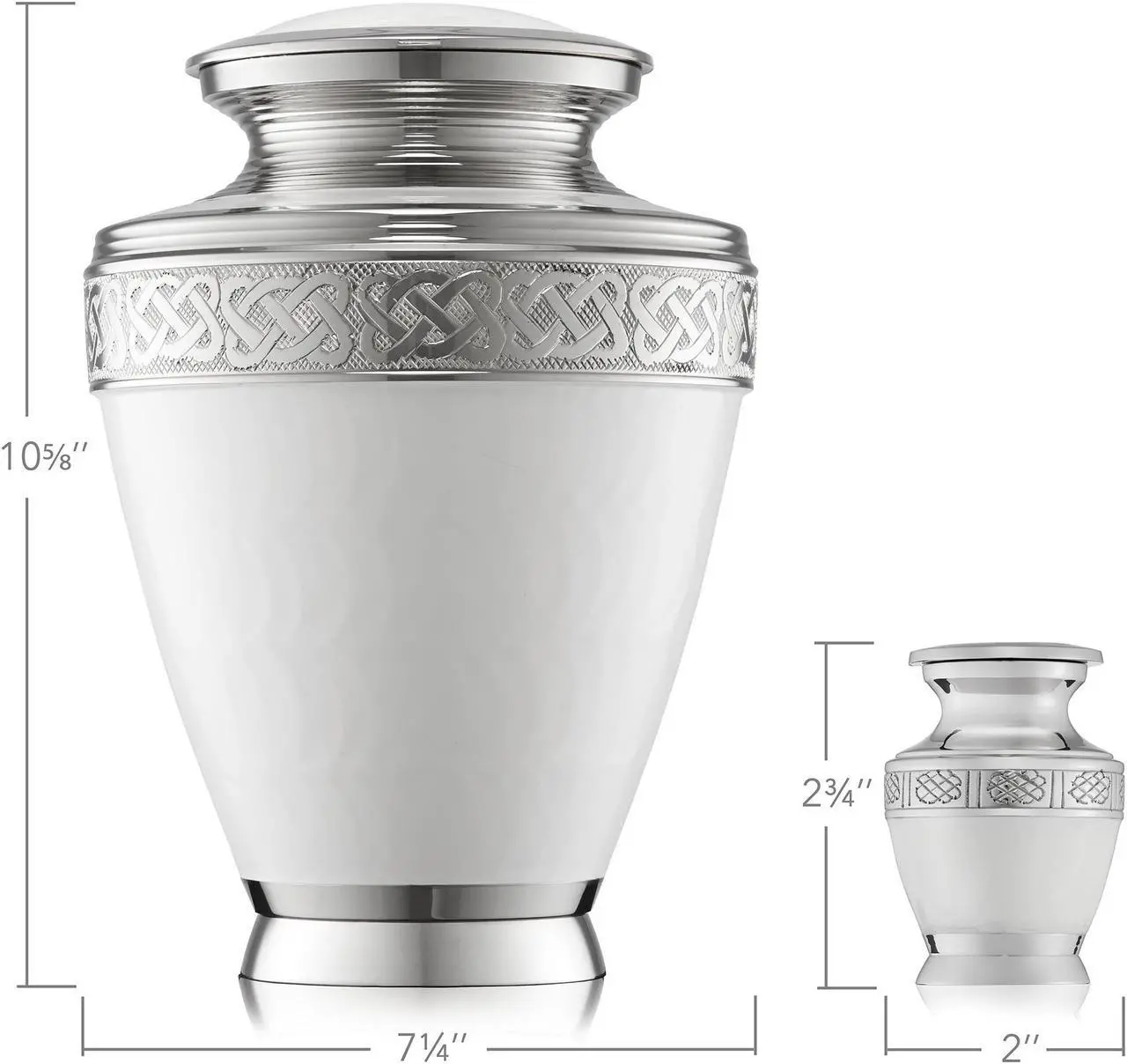Alt view image 5 of 6 - Reminded Set of 5 White Celtic Cremation Urns for Human Ashes - 1 Adult + 4 Keepsake Token Size