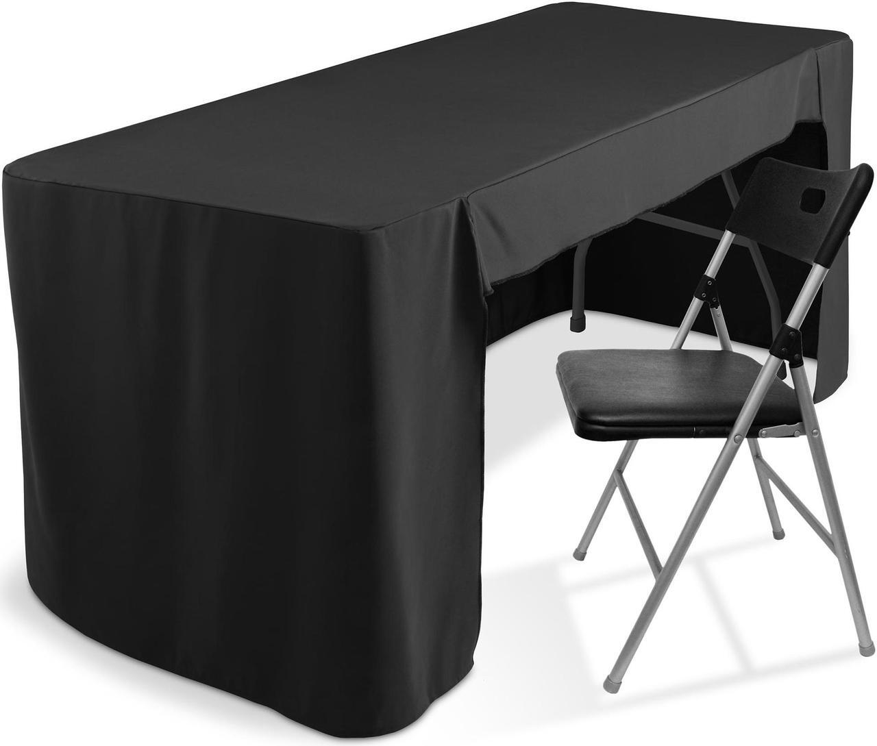 Alt view image 2 of 6 - Lann's Linens Premium 6' Trade Show Table Cover - Open Back Fitted Tablecloth - Black