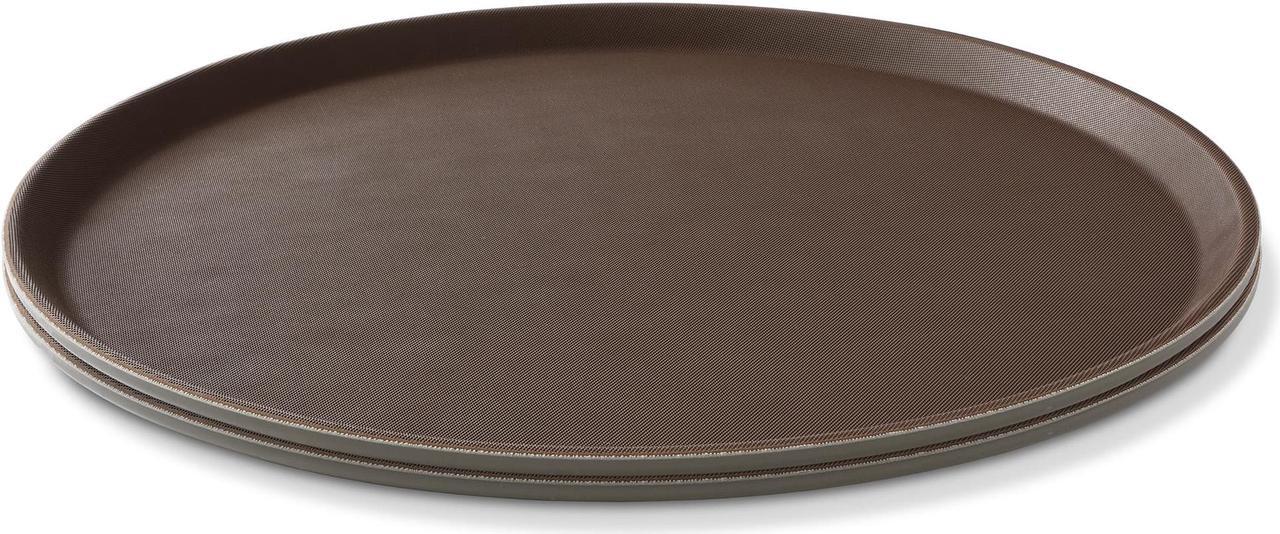 Alt view image 2 of 6 - Jubilee 18" Round Restaurant Serving Trays (Set of 2), Brown - NSF Certified Non-Slip Food Service Tray
