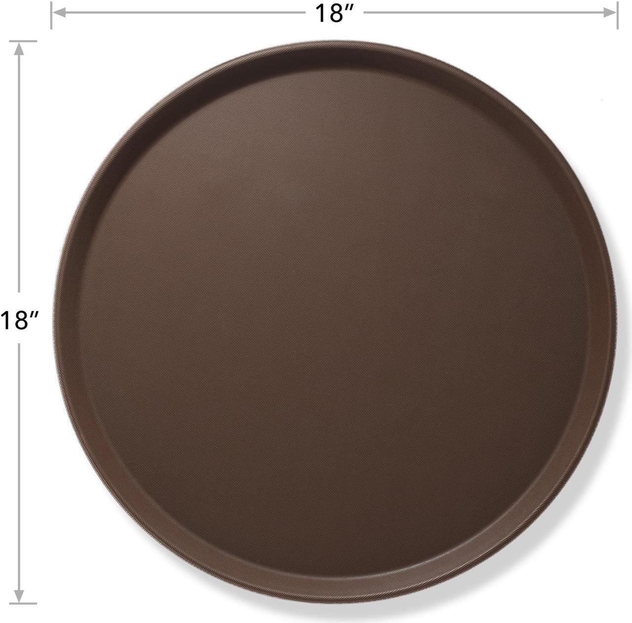Alt view image 5 of 6 - Jubilee 18" Round Restaurant Serving Trays (Set of 2), Brown - NSF Certified Non-Slip Food Service Tray