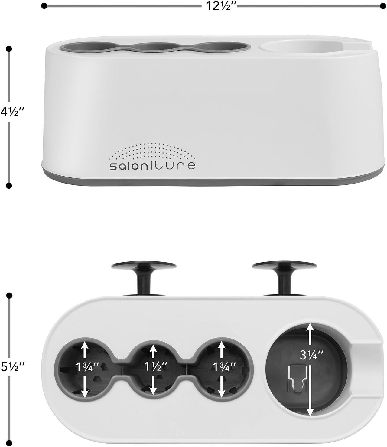 Alt view image 4 of 6 - Saloniture Wall Mount Hair Dryer and Appliance Holder - Salon Station Styling Tool Organizer Storage Stand, White