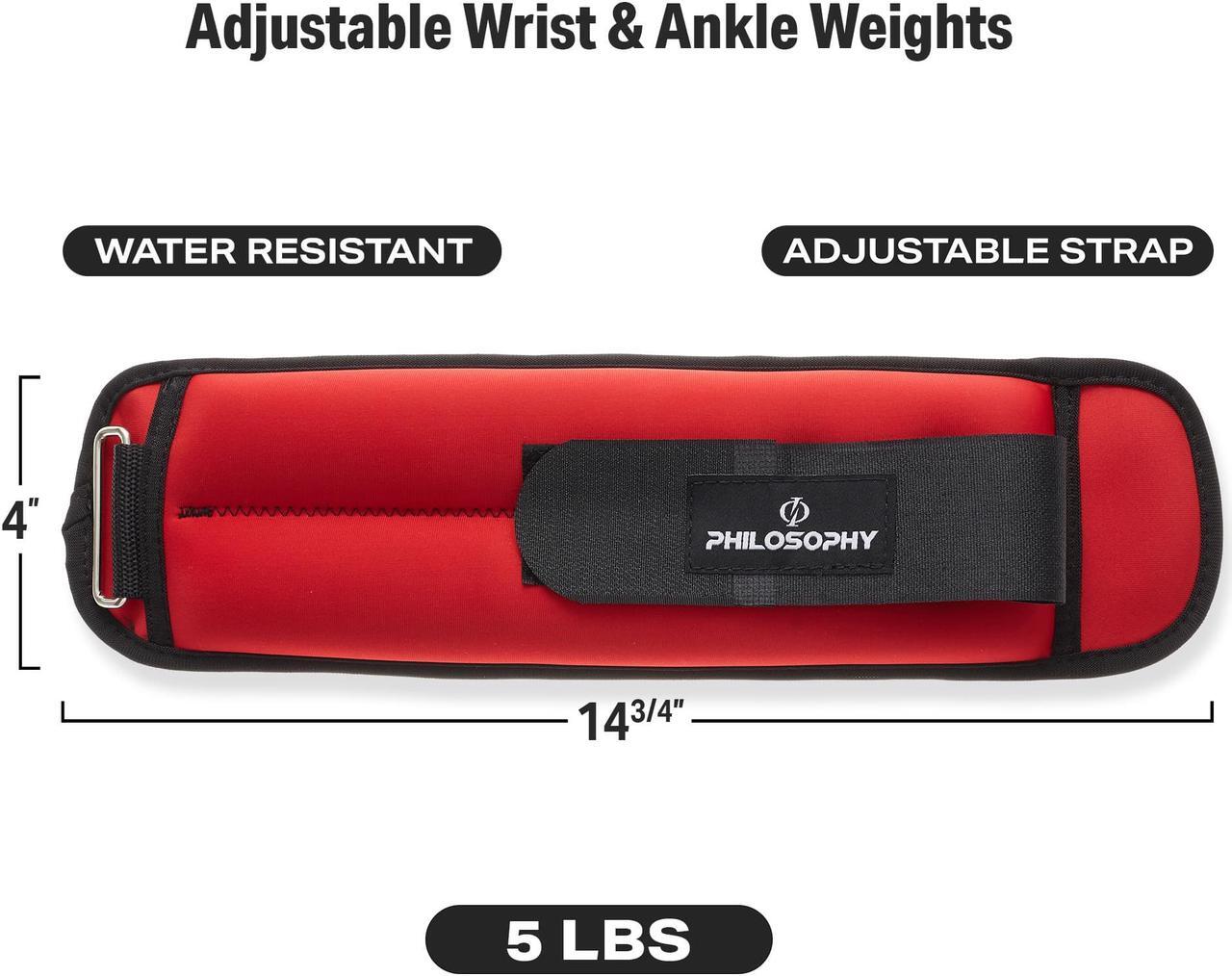 Alt view image 2 of 6 - Philosophy Gym Adjustable Ankle/Wrist Weights, Set of 2 - 5 lb Each, 10 lb Total for Strength Training and Fitness