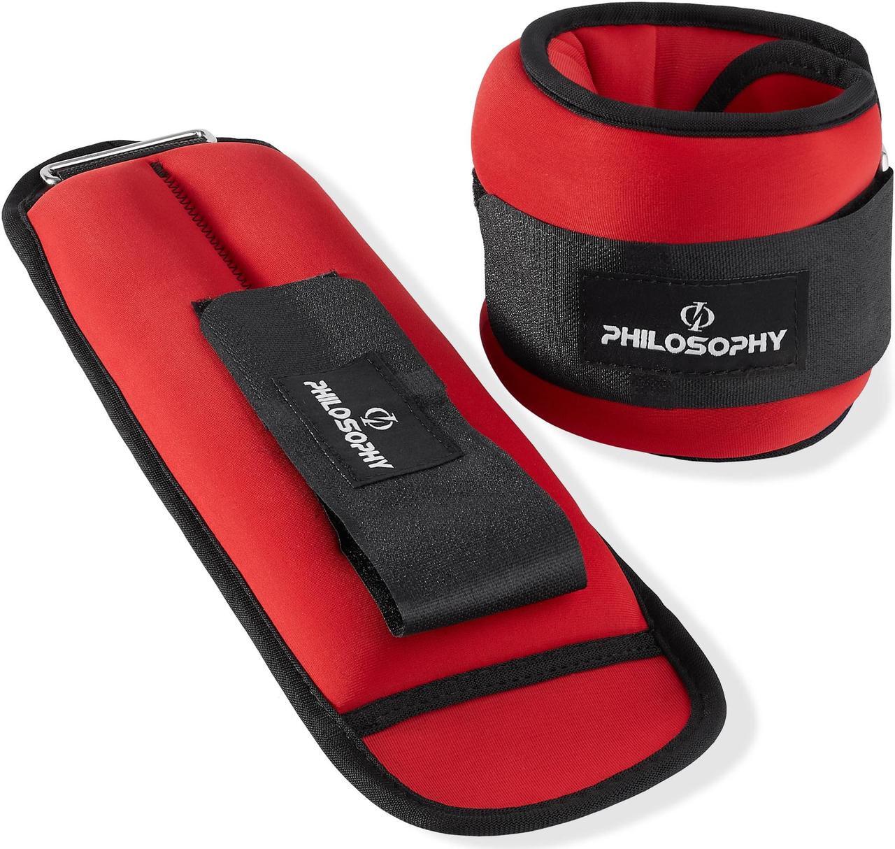 Main image of Philosophy Gym Adjustable Ankle/Wrist Weights, Set of 2 - 5 lb Each, 10 lb Total for Strength Training and Fitness