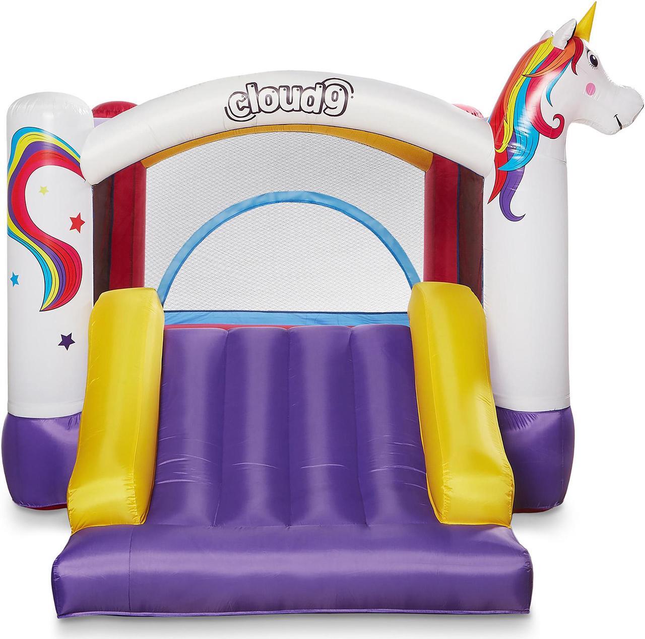 Alt view image 11 of 15 - Cloud 9 Inflatable Bounce House and Blower, Unicorn Theme Bouncer for Kids with Slide, Includes Stakes and Repair Patches