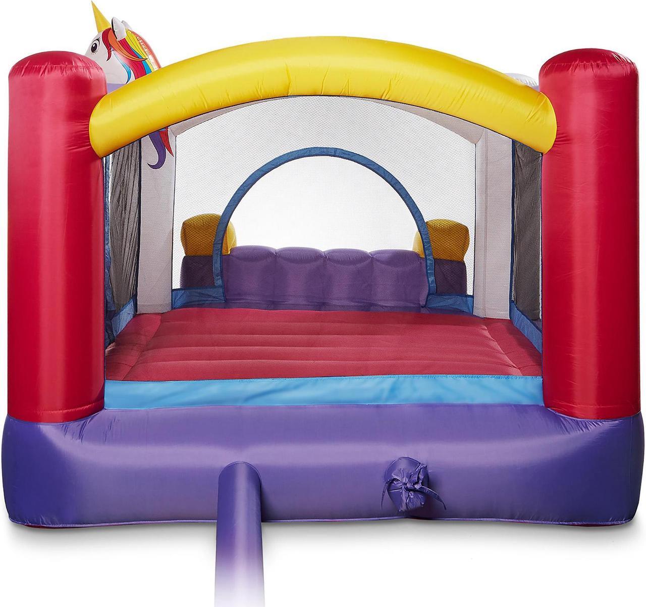 Alt view image 13 of 15 - Cloud 9 Inflatable Bounce House and Blower, Unicorn Theme Bouncer for Kids with Slide, Includes Stakes and Repair Patches