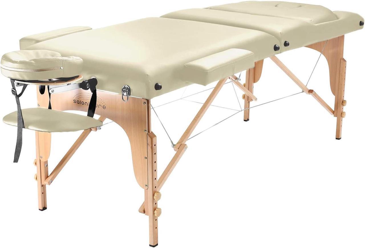 Alt view image 2 of 8 - Saloniture Professional Portable Massage Table with Backrest - Cream
