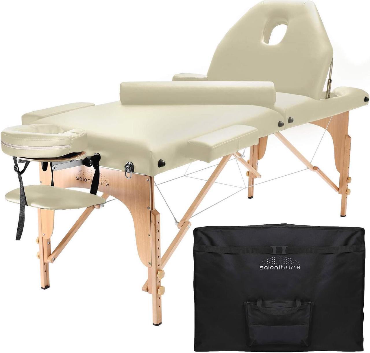 Main image of Saloniture Professional Portable Massage Table with Backrest - Cream