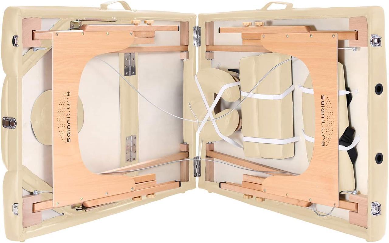 Alt view image 3 of 8 - Saloniture Professional Portable Massage Table with Backrest - Cream