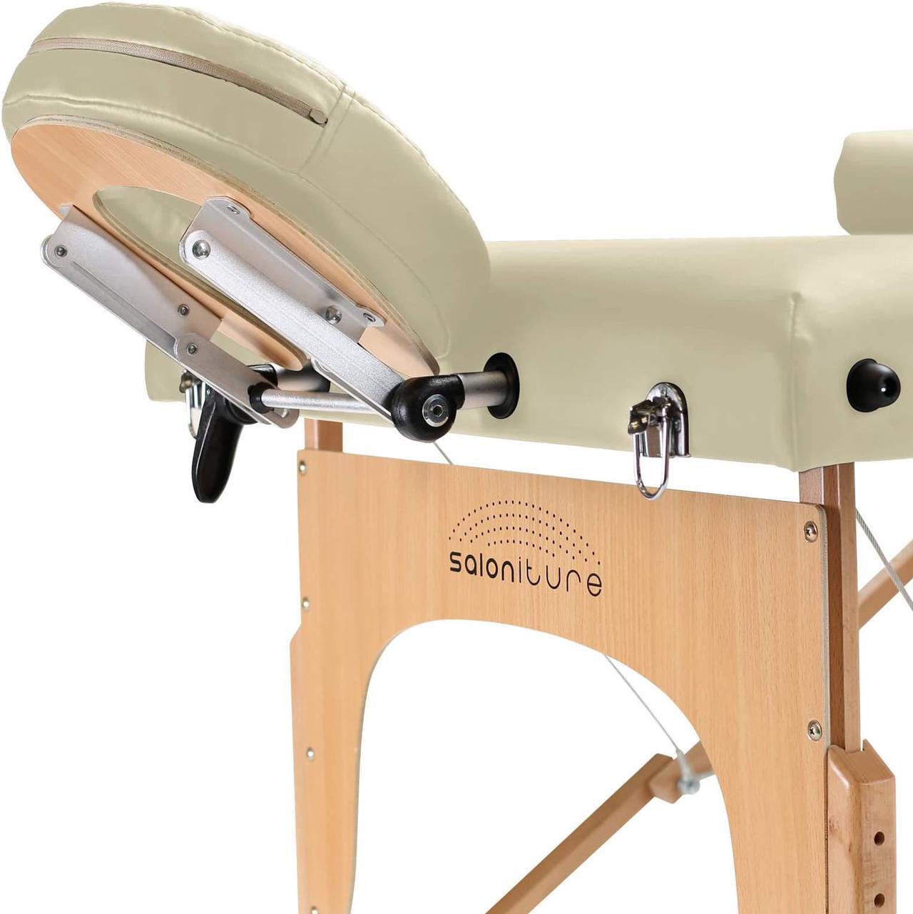 Alt view image 4 of 8 - Saloniture Professional Portable Massage Table with Backrest - Cream