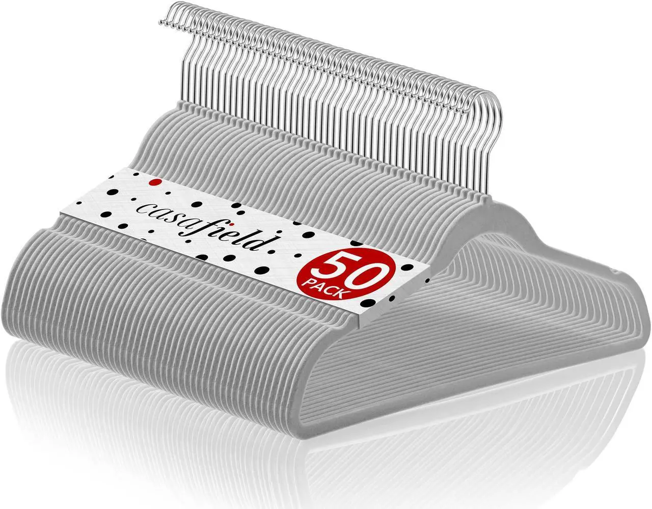 Main image of Casafield 50 Gray Velvet Suit Hangers - Space-Saving Non-Slip Clothes Hanger
