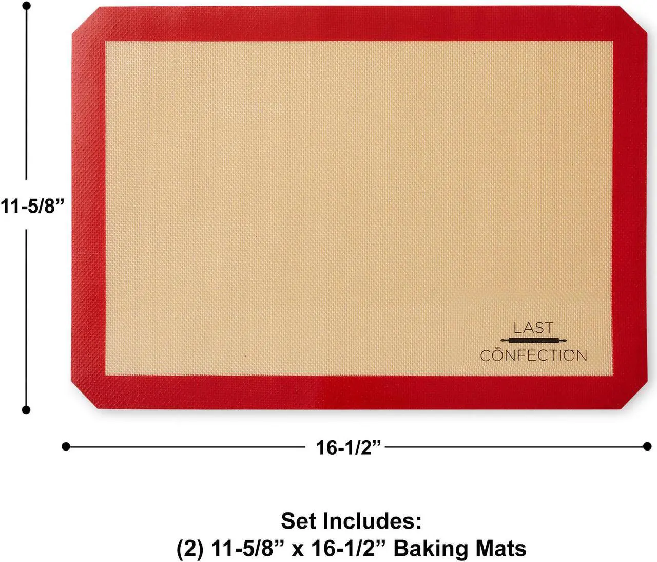 Alt view image 3 of 6 - Last Confection Silicone Baking Mat - Set of 2 Non-Stick Half Sheet (11-5/8" x 16-1/2") Professional Food Safe Tray Pan Liners