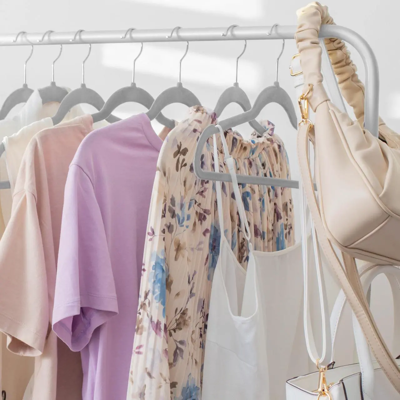 Alt view image 4 of 6 - Casafield 50 Gray Velvet Suit Hangers - Space-Saving Non-Slip Clothes Hanger