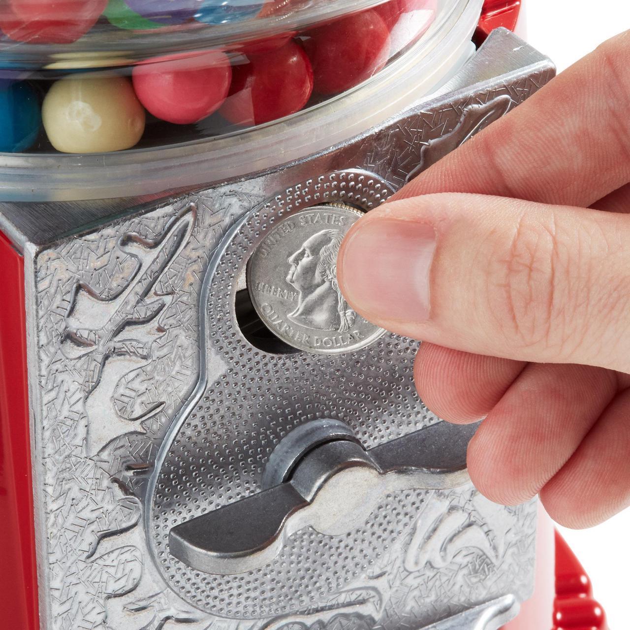 Alt view image 5 of 6 - Olde Midway 15" Gumball Machine with Stand - Red, Vintage-Style Bubble Gum Candy Dispenser with Glass Globe and Metal Base