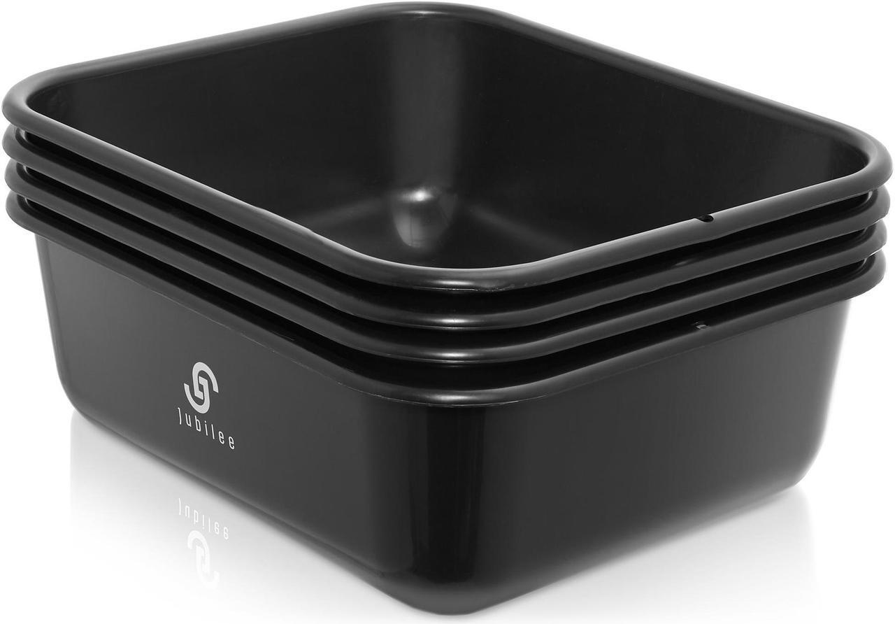 Alt view image 2 of 6 - Jubilee 4-Pk Plastic Storage Bin, Bus Utility Tub - Heavy Duty Commercial Dishwashing Box for Restaurant Kitchen Organization and Storage,  11L Black