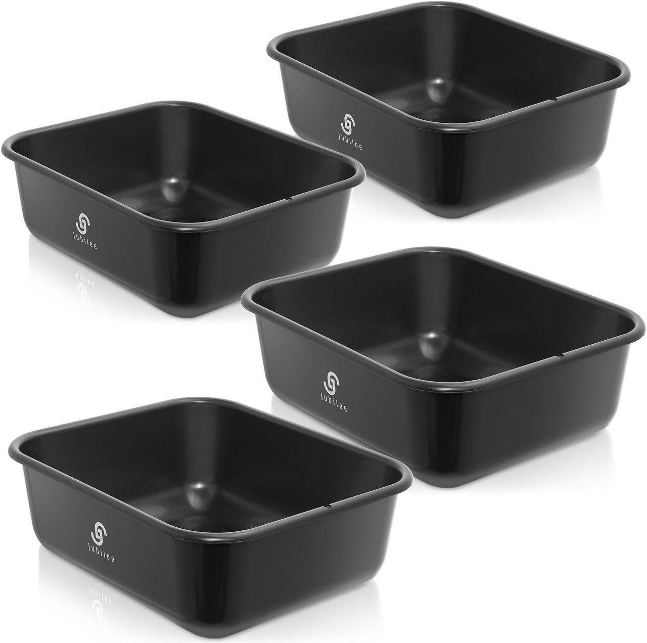 Alt view image 3 of 6 - Jubilee 4-Pk Plastic Storage Bin, Bus Utility Tub - Heavy Duty Commercial Dishwashing Box for Restaurant Kitchen Organization and Storage,  11L Black