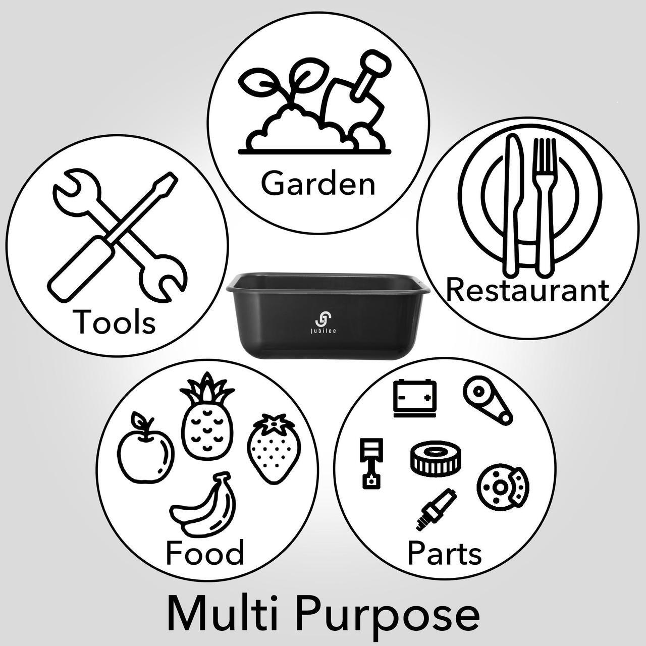 Alt view image 6 of 6 - Jubilee 4-Pk Plastic Storage Bin, Bus Utility Tub - Heavy Duty Commercial Dishwashing Box for Restaurant Kitchen Organization and Storage,  11L Black