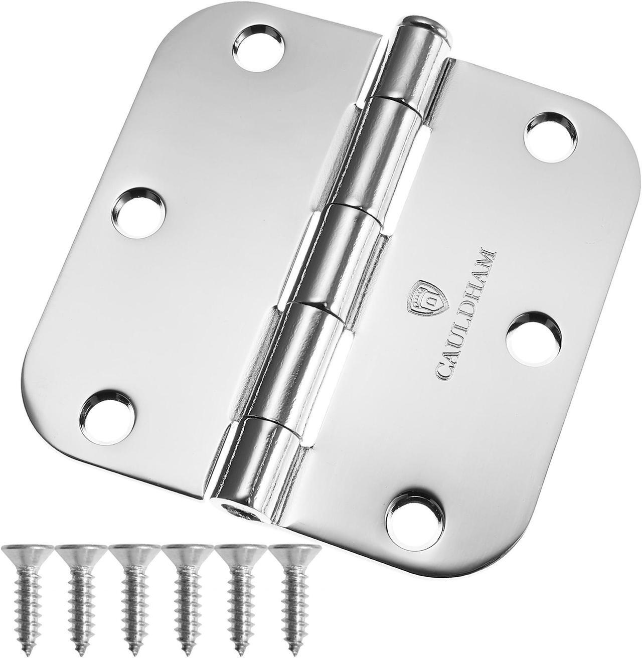 Main image of Cauldham (12 Pack) Heavy-Duty 3-1/2" Interior Door Hinges with 5/8" Radius Corners - Polished Chrome