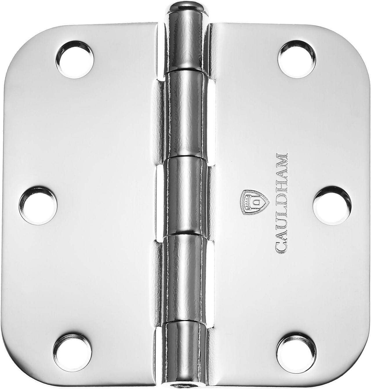 Alt view image 3 of 6 - Cauldham (12 Pack) Heavy-Duty 3-1/2" Interior Door Hinges with 5/8" Radius Corners - Polished Chrome