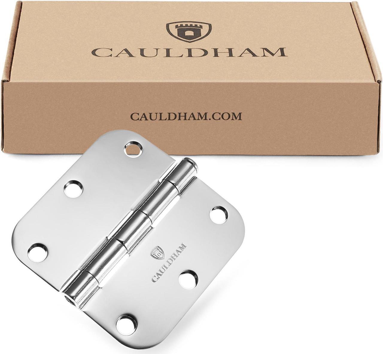 Alt view image 6 of 6 - Cauldham (12 Pack) Heavy-Duty 3-1/2" Interior Door Hinges with 5/8" Radius Corners - Polished Chrome