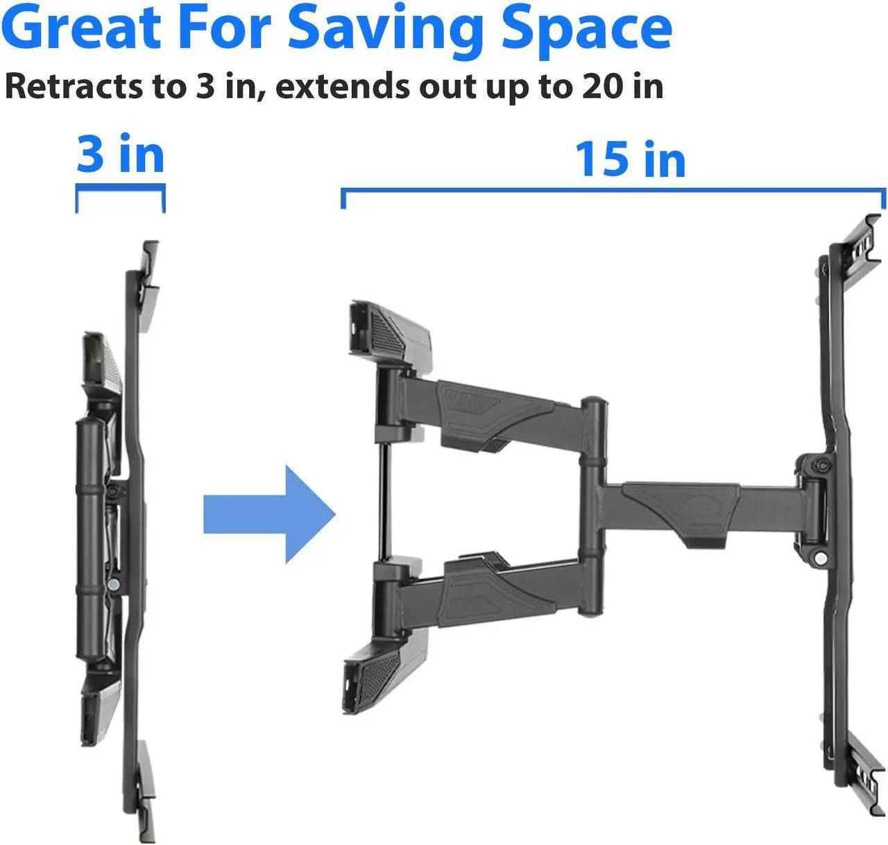 Alt view image 3 of 8 - Mount Factory Heavy-Duty Full Motion TV Wall Mount - Articulating Swivel Bracket Fits Flat Screen Televisions from 42" to 70" (VESA 400 x 600 Compatible) - Tilt Swing Out Arm with 10' HDMI Cable