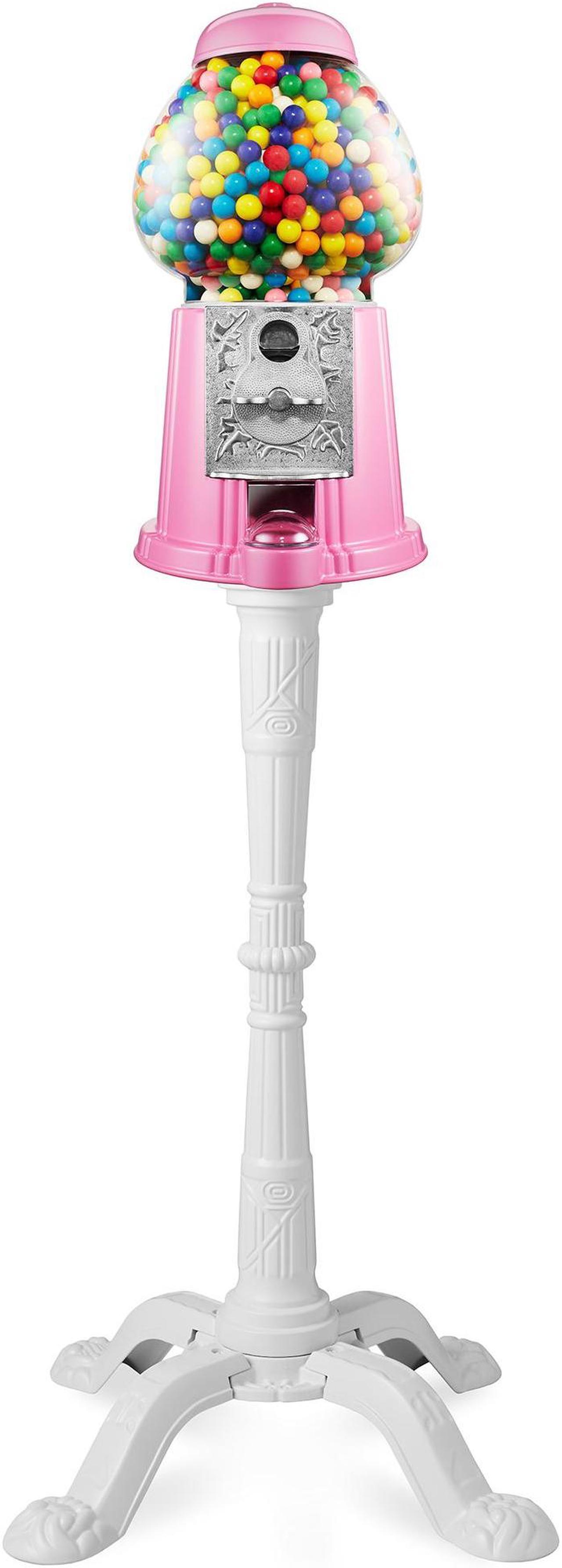 Main image of Olde Midway 15" Gumball Machine with Stand - Pink, Vintage-Style Bubble Gum Candy Dispenser with Glass Globe and Metal Base