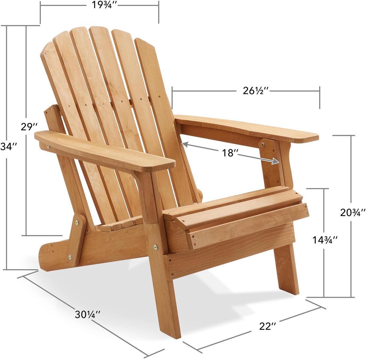 Alt view image 4 of 6 - Casafield Oversized Folding Adirondack Chair, Cedar Wood Outdoor Fire Pit Lounge Chairs for Patio, Deck, Yard, Lawn and Garden Seating, Partially Pre-Assembled - Natural