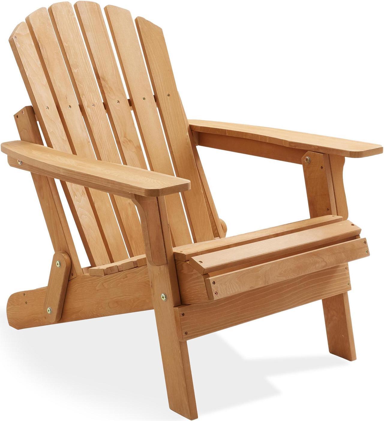 Main image of Casafield Oversized Folding Adirondack Chair, Cedar Wood Outdoor Fire Pit Lounge Chairs for Patio, Deck, Yard, Lawn and Garden Seating, Partially Pre-Assembled - Natural