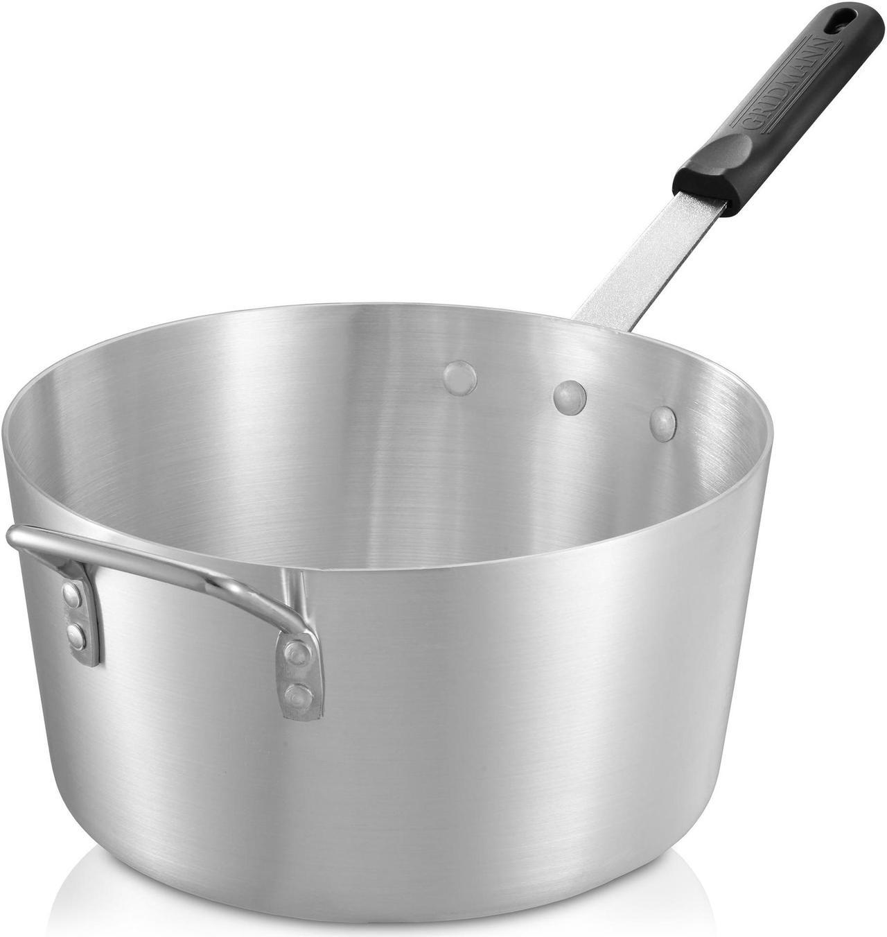 Main image of GRIDMANN 10-Quart Tapered Aluminum Sauce Pan with Silicone Handle, NSF Listed Heavy Duty Professional Cookware