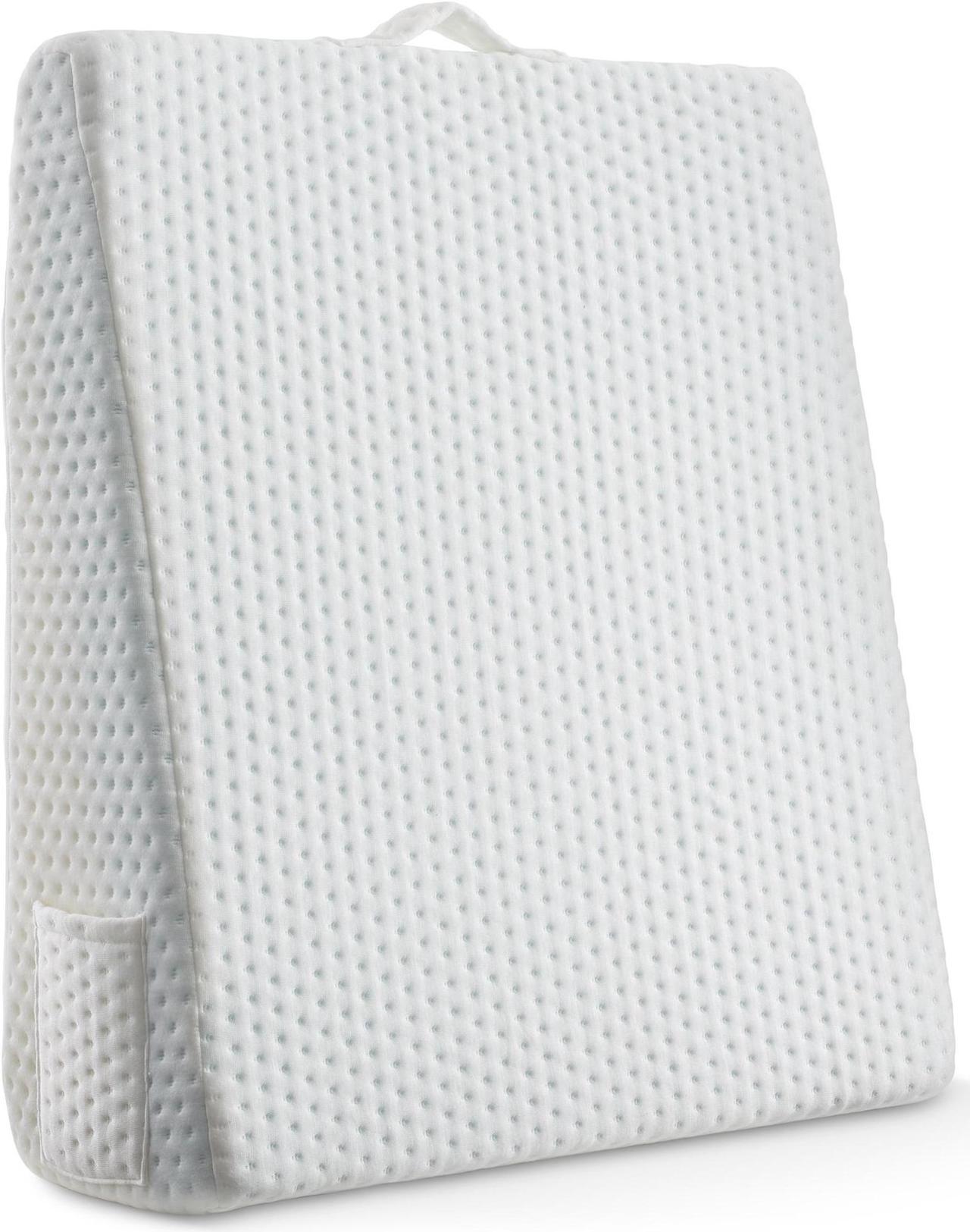 Alt view image 2 of 6 - Made Medical Bed Wedge Pillow - 8" Leg Elevation Body Positioner with Memory Foam for Legs, Knee, Ankle, Lower Back Support, Acid Reflux - White Cover