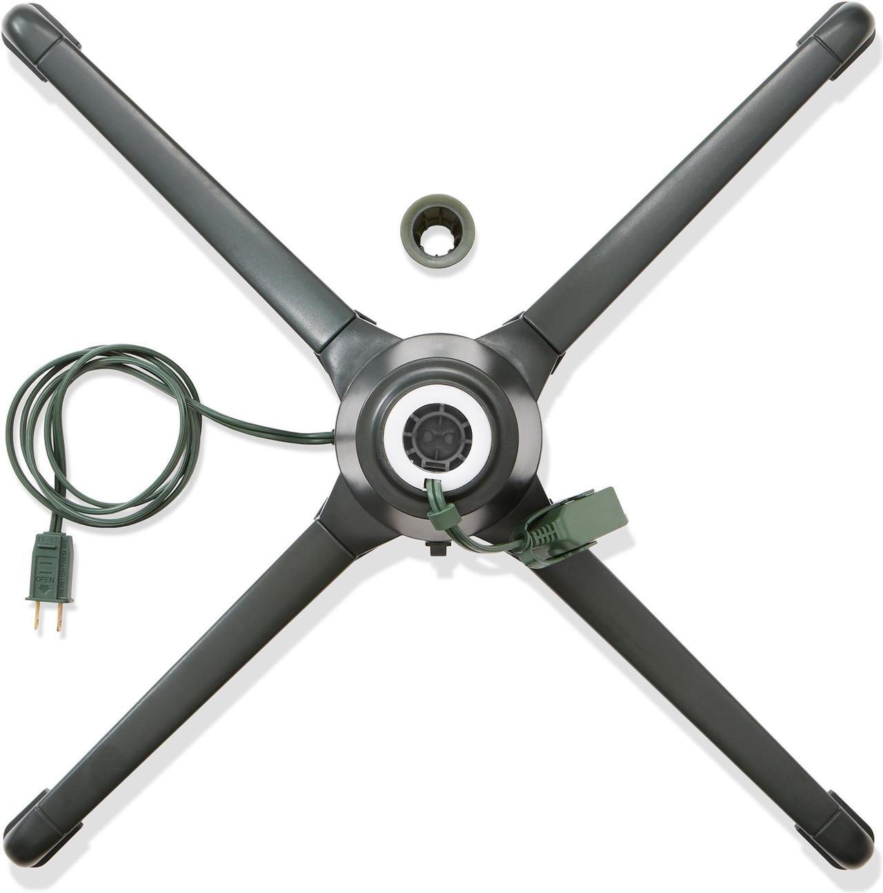 Alt view image 3 of 6 - Casafield 360-Degree Rotating Christmas Tree Stand - Adjustable Revolving Base for Up to 7.5 FT Artificial Tree with 3 Built-in Electrical Outlets, Green