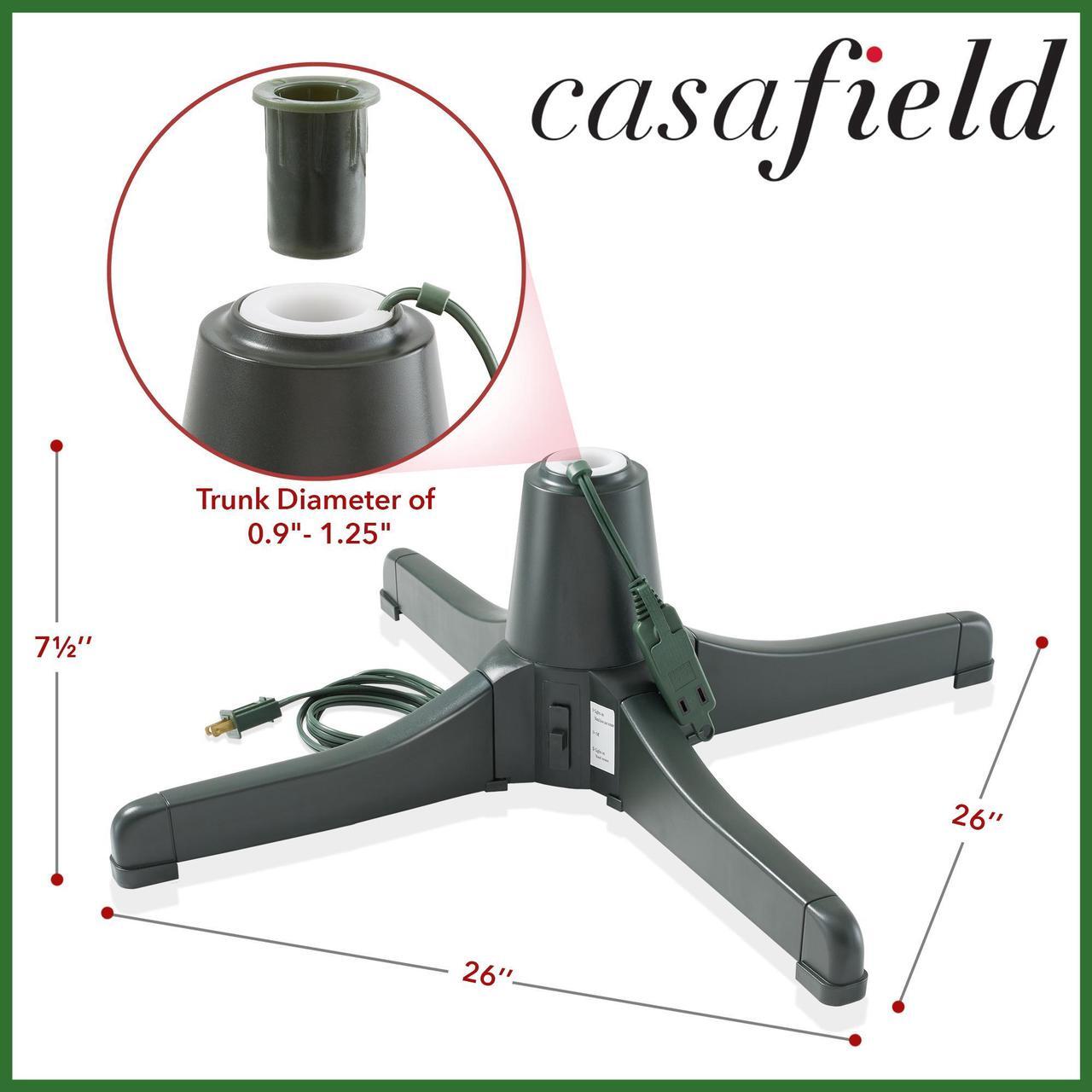 Alt view image 6 of 6 - Casafield 360-Degree Rotating Christmas Tree Stand - Adjustable Revolving Base for Up to 7.5 FT Artificial Tree with 3 Built-in Electrical Outlets, Green