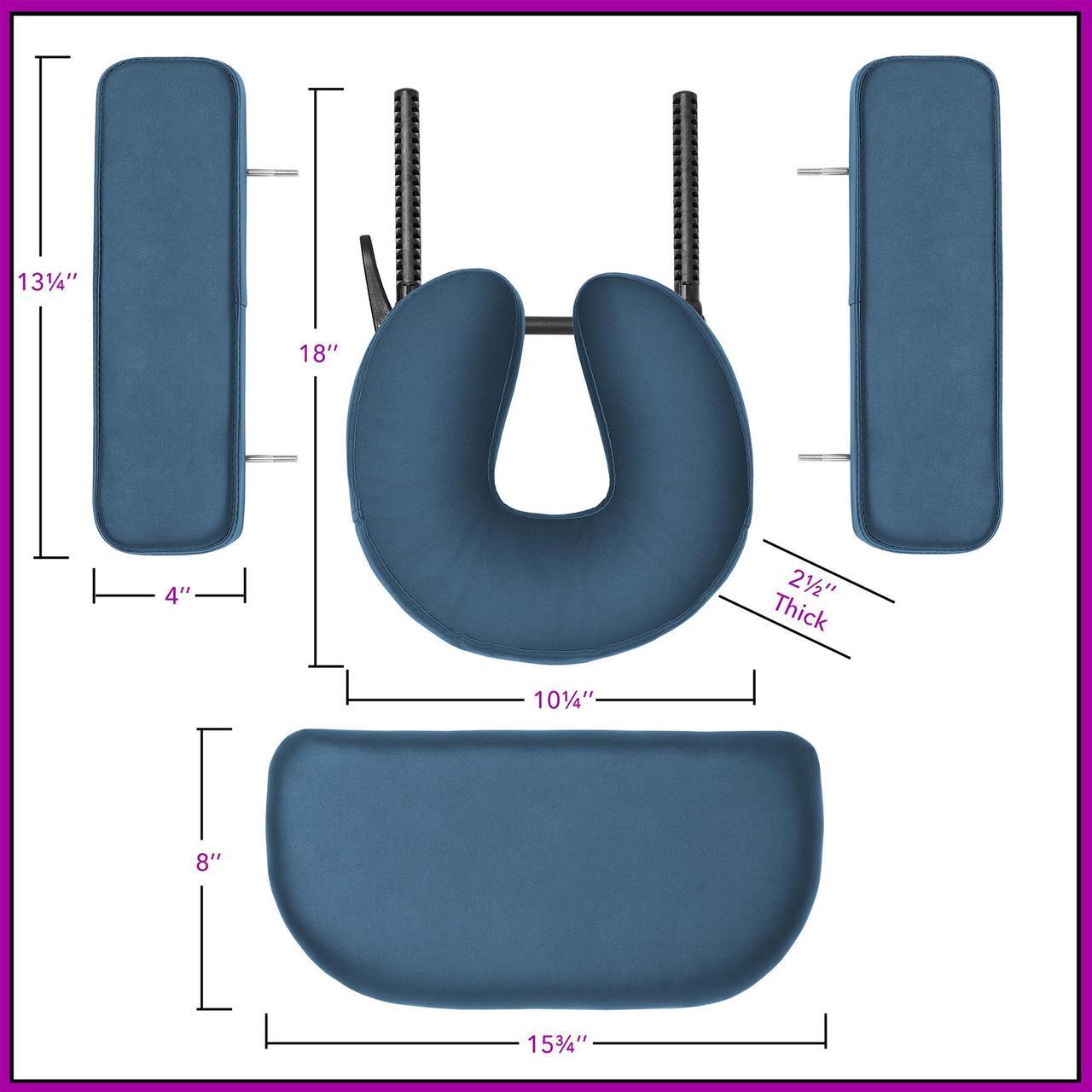 Alt view image 5 of 6 - Saloniture Professional Portable Lightweight Bi-Fold Massage Table with Aluminum Legs - Includes Headrest, Face Cradle, Armrests and Carrying Case Blue