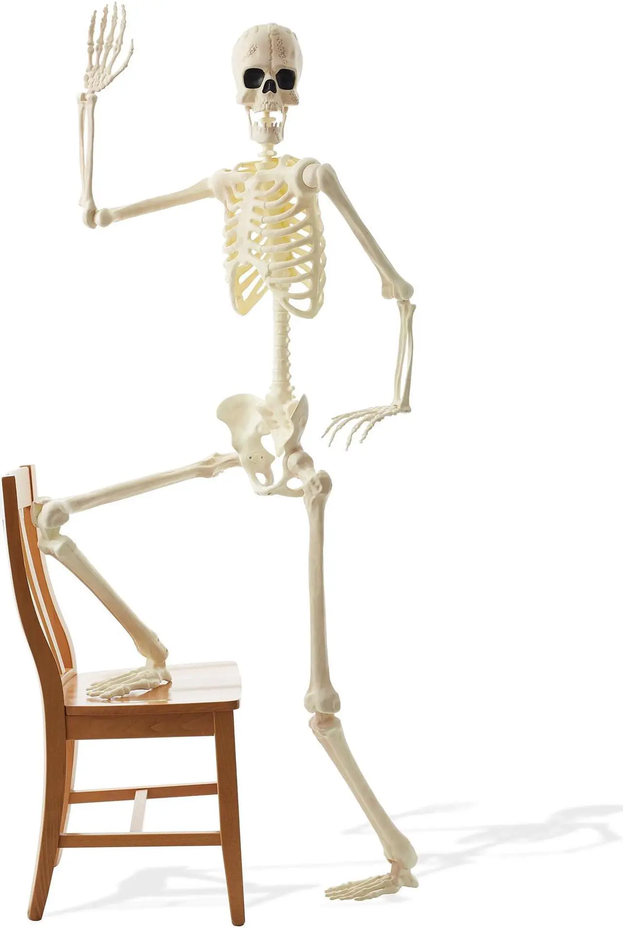 Alt view image 6 of 6 - BOO BOX 74" Franken Skeleton, Life Size Posable Scary Halloween Skeleton Decoration for Outdoor, Porch, or Yard