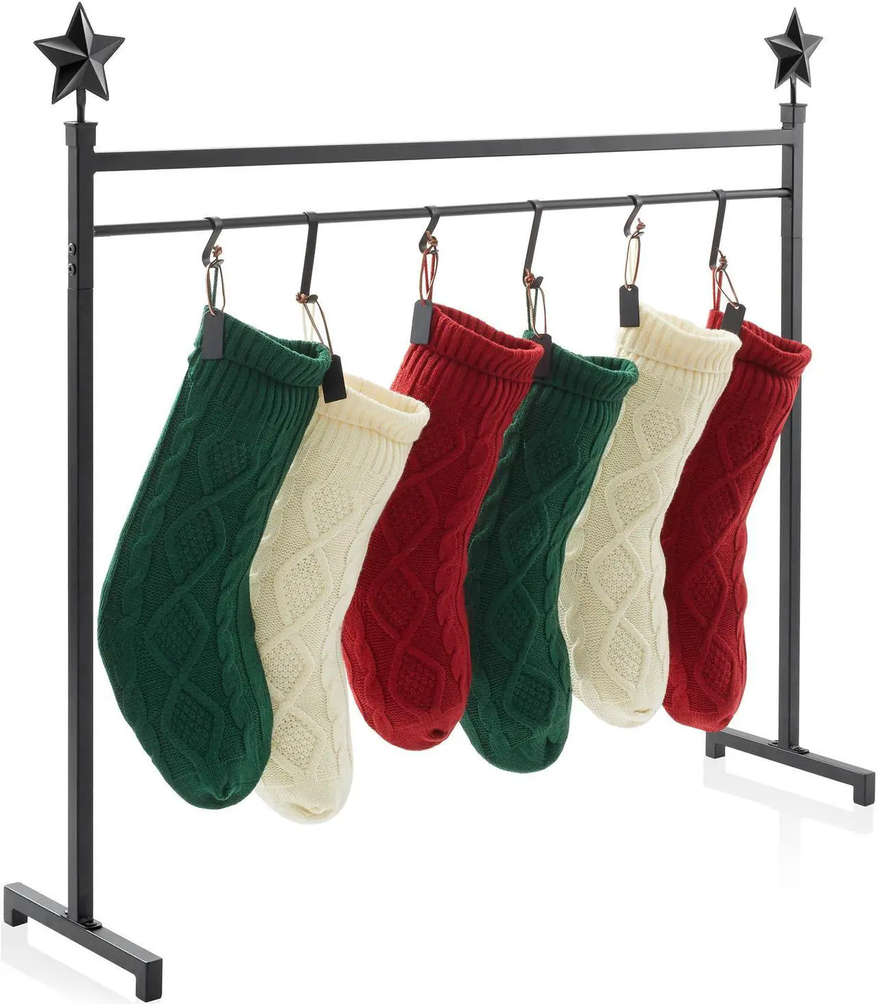Main image of Casafield 3ft Christmas Stocking Holder Stand, Holiday Decor Hanger Display for Home with 12 Hooks, Name Tags, and Chalk Marker