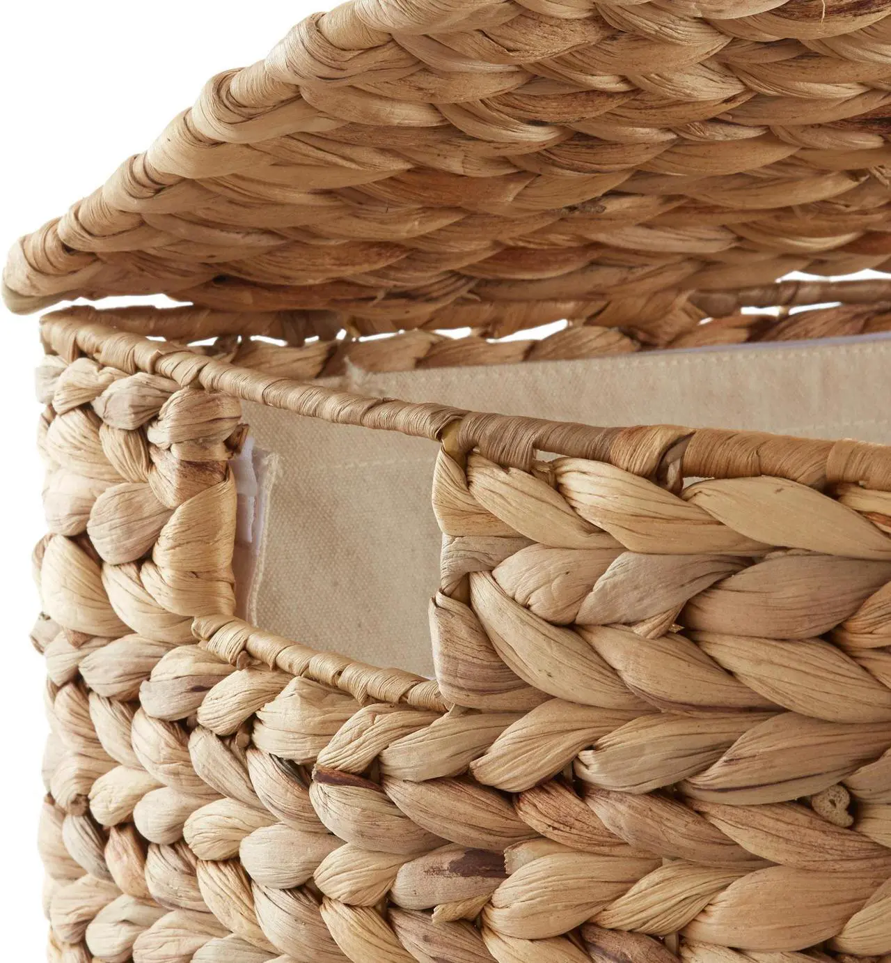 Alt view image 5 of 6 - Casafield Half Moon Laundry Hamper with Lid and Removable Liner Bag - Natural, Woven Water Hyacinth Laundry Basket for Clothes and Towels