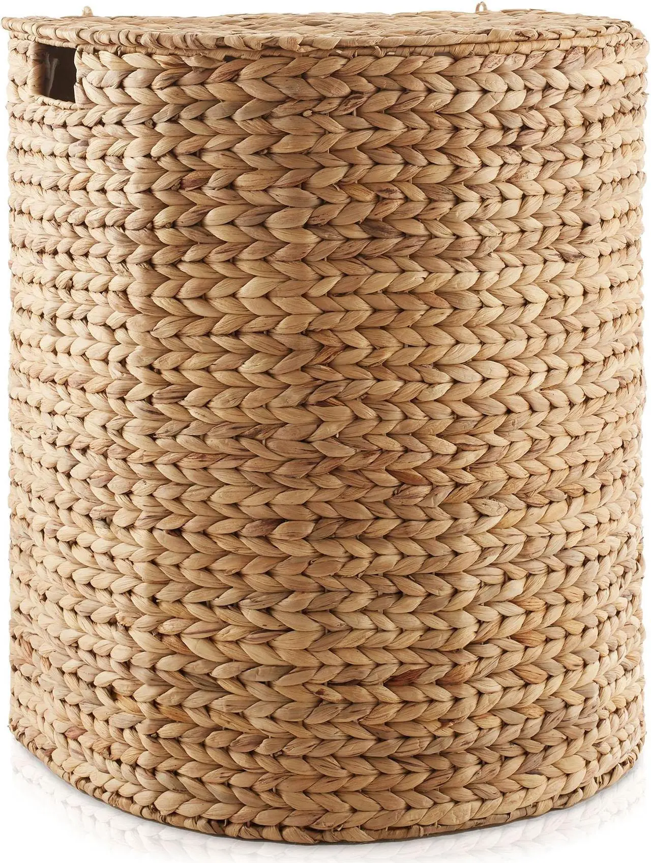 Alt view image 4 of 6 - Casafield Half Moon Laundry Hamper with Lid and Removable Liner Bag - Natural, Woven Water Hyacinth Laundry Basket for Clothes and Towels