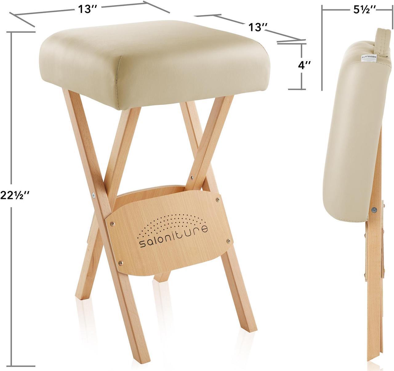 Alt view image 6 of 6 - Saloniture Wood Folding Massage Stool with Carrying Case, Cream