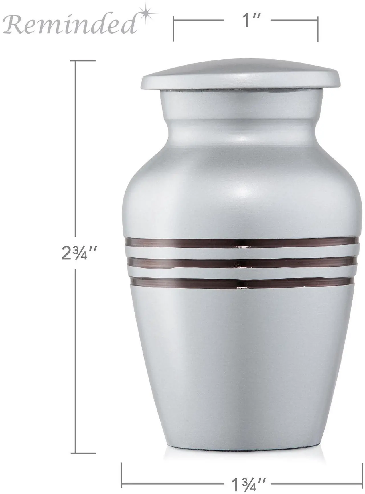 Alt view image 4 of 6 - Reminded Small Cremation Keepsake Memorial Urns for Human Ashes, Set of 6 Silver and Black Striped Miniature Urns with Velvet Case and Bags