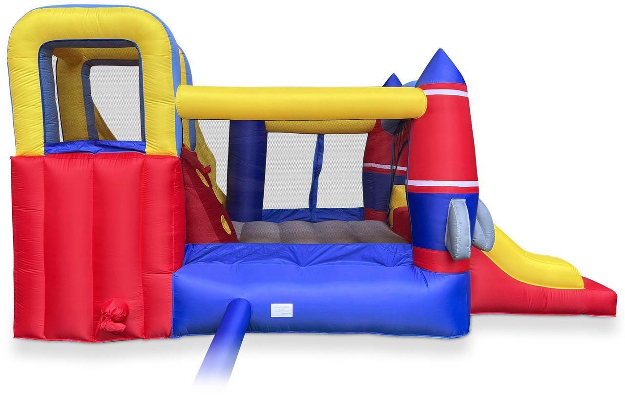 Alt view image 4 of 6 - Cloud 9 Inflatable Rocket Bounce House with Blower, Bouncer for Kids with Two Slides and Large Jumping Area